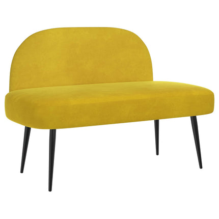 Klädd bänk med ryggstöd Gul 110 x 60 x 76 cm Sammet