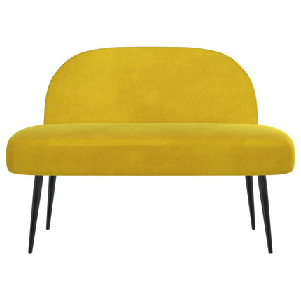 Klädd bänk med ryggstöd Gul 110 x 60 x 76 cm Sammet