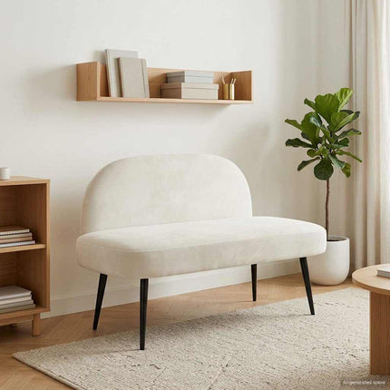 Klädd bänk med ryggstöd Gräddvit 110 x 60 x 76 cm Sammet