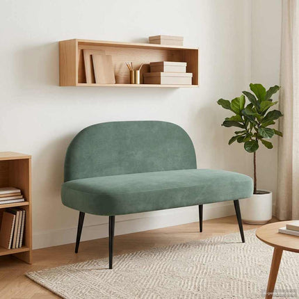 Klädd bänk med ryggstöd havsgrön 110 x 60 x 76 cm Sammet
