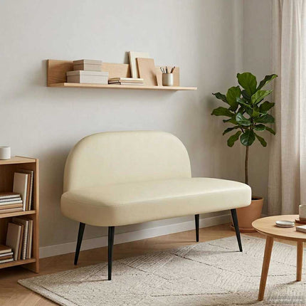Klädd bänk med ryggstöd Gräddvit 110 x 60 x 76 cm Konstläder