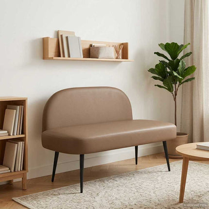 Klädd bänk med ryggstöd Cappuccino 110 x 60 x 76 cm Konstläder