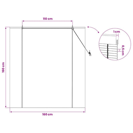 Rullgardin Naturlig 160 x 160 cm Bambu