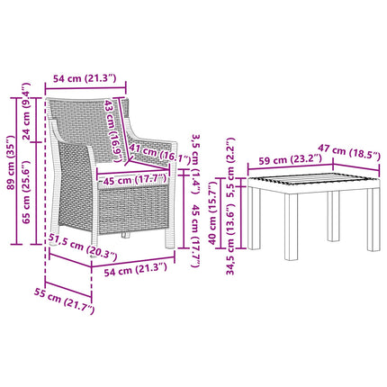 Lounge-set med kudde 3 pcs Vit PP