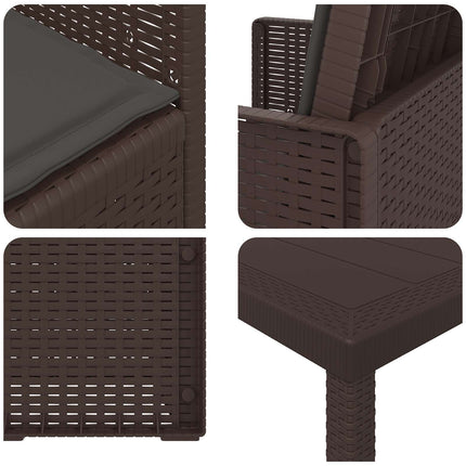 Trädgårdsmöbelset med kudde 3 pcs Brun och antracit PP