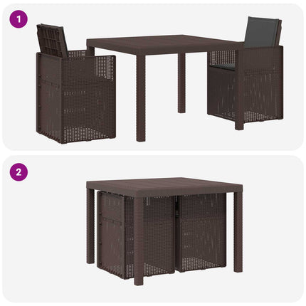 Trädgårdsmöbelset med kudde 3 pcs Brun och antracit PP