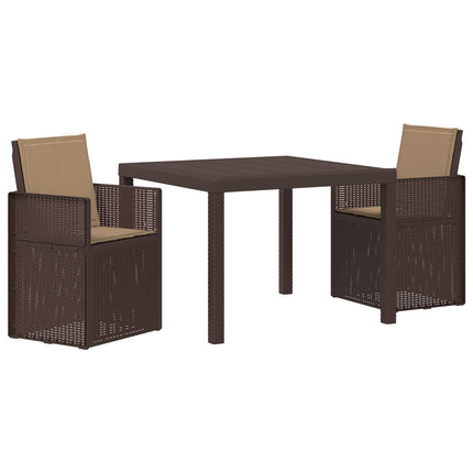 Trädgårdsmöbelset med kudde 3 pcs Brun och taupe PP