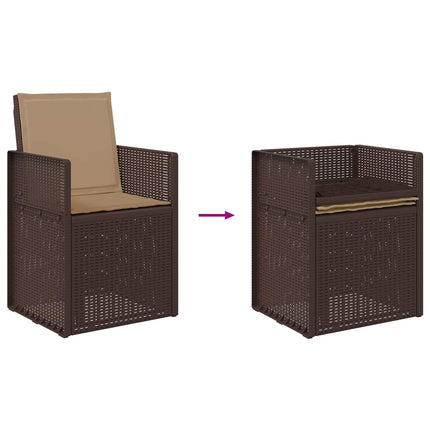 Trädgårdsmöbelset med kudde 3 pcs Brun och taupe PP