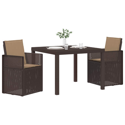 Trädgårdsmöbelset med kudde 3 pcs Brun och taupe PP