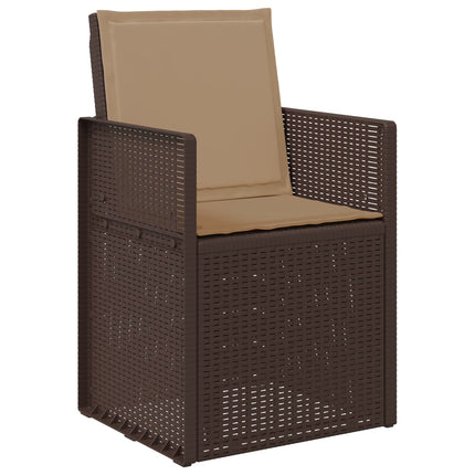 Trädgårdsmöbelset med kudde 5 pcs Brun och taupe PP