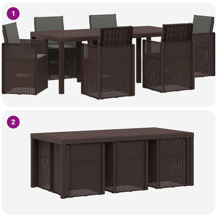 Trädgårdsmöbelset med kudde 7 pcs Brun och antracit PP
