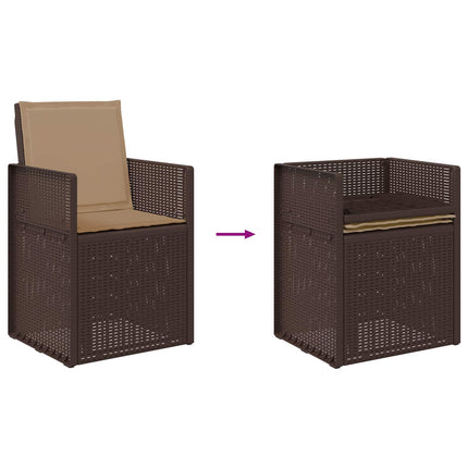 Trädgårdsmöbelset med kudde 7 pcs Brun och taupe PP