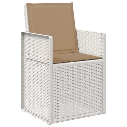 Trädgårdsmöbelset med kudde 7 pcs Vit och taupe PP