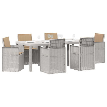 Trädgårdsmöbelset med kudde 7 pcs Vit och taupe PP