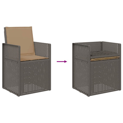 Trädgårdsmöbelset med kudde 7 pcs Ljusgrå och Taupe PP