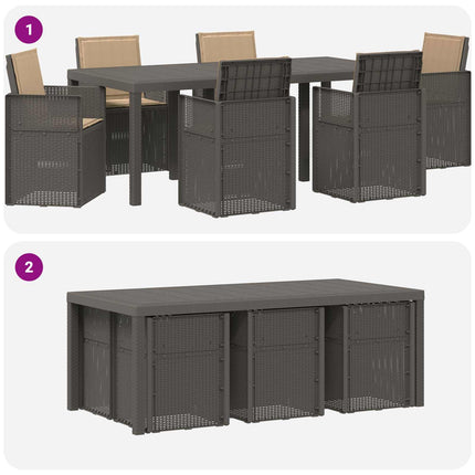 Trädgårdsmöbelset med kudde 7 pcs Ljusgrå och Taupe PP