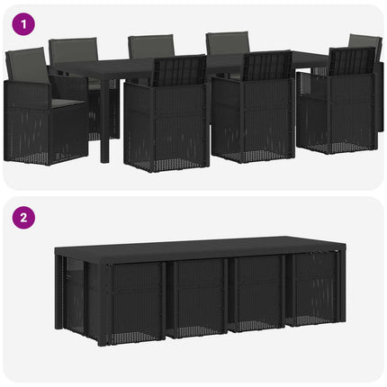 Trädgårdsmöbelset med kudde 9 pcs Antracit PP