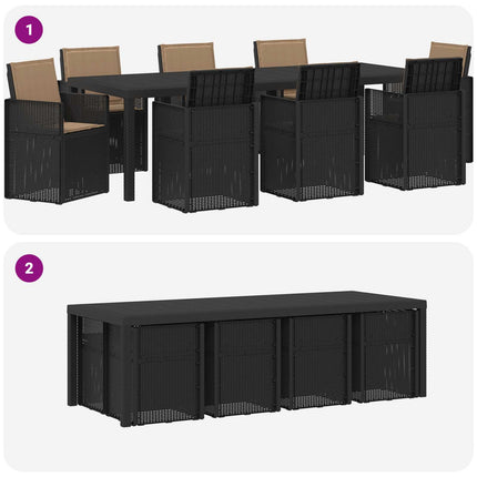 Trädgårdsmöbelset med kudde 9 pcs Antracit och taupe PP