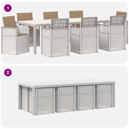 Trädgårdsmöbelset 9 st Vit och taupe PP