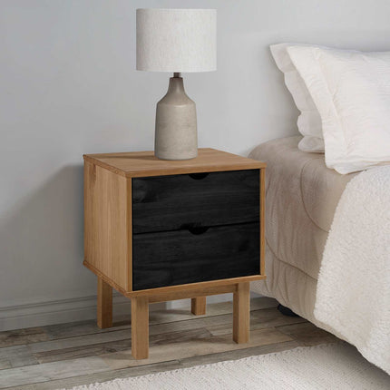 Sängbord OTTA Svart 45 x 39 x 57 cm Massiv furu