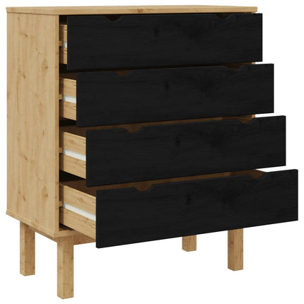 Kommode med låda OTTA Svart 76,5 x 39,5 x 90 cm Massiv furu