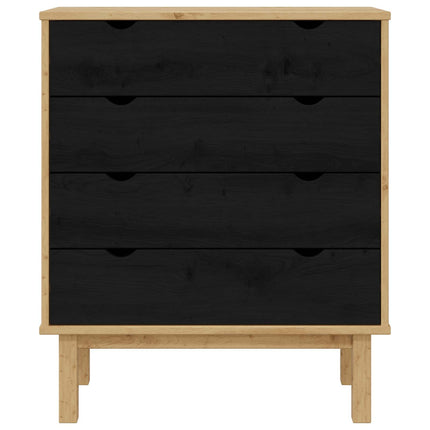 Kommode med låda OTTA Svart 76,5 x 39,5 x 90 cm Massiv furu