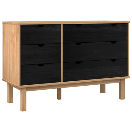Lådans skåp med låda OTTA Svart 111 x 43 x 73,5 cm Massiv furu