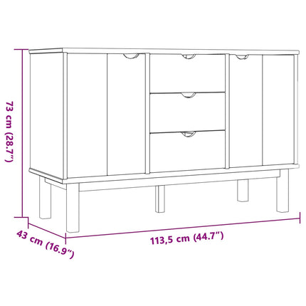 Sideboard OTTA Svart 113,5 x 43 x 73 cm Massiv furu