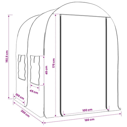 Växthus med ram 160 x 200 x 192,5 cm PVC Transparent