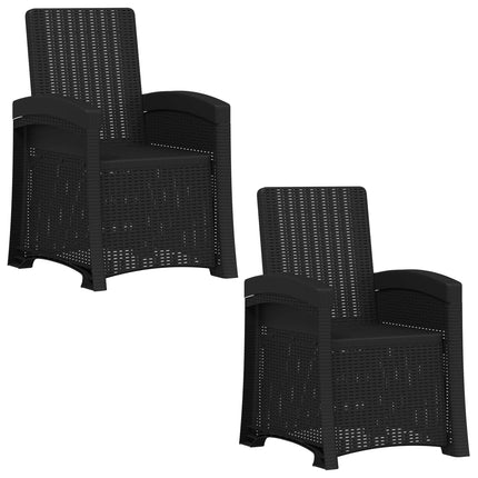 Reclining gardenstol i rottinglook 2 pcs Antracit PP