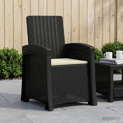 Reclining gardenstol i rottinglook Antracit och gräddvit PP