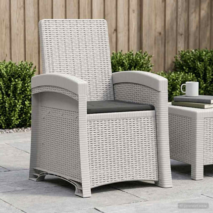 Reclining gardenstol i rottinglook Vit och antracit PP