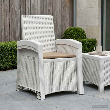 Reclining gardenstol i rottinglook Vit och taupe PP