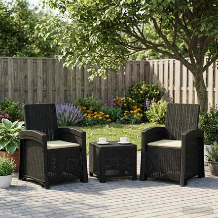 Reclining gardenstol i rottinglook 2 pcs Antracit och gräddvit