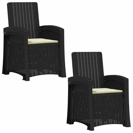 Reclining gardenstol i rottinglook 2 pcs Antracit och gräddvit
