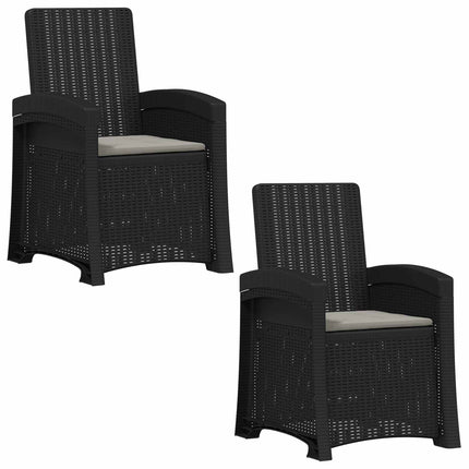 Reclining gardenstol i rottinglook 2 pcs Antracit och Ljusgrå