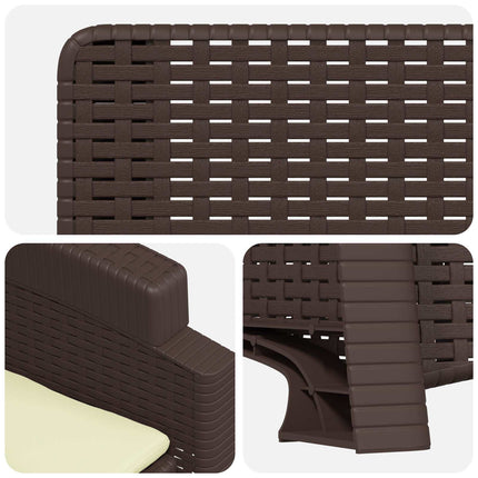 Reclining gardenstol i rottinglook 2 pcs Brun och gräddvit PP