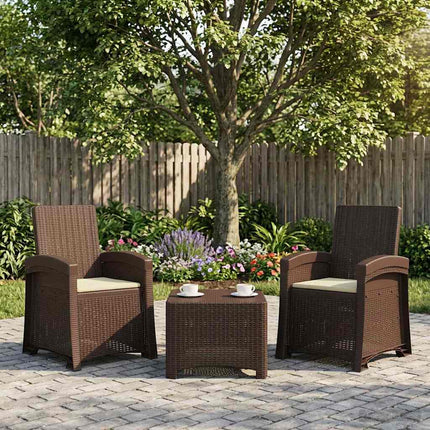 Reclining gardenstol i rottinglook 2 pcs Brun och gräddvit PP