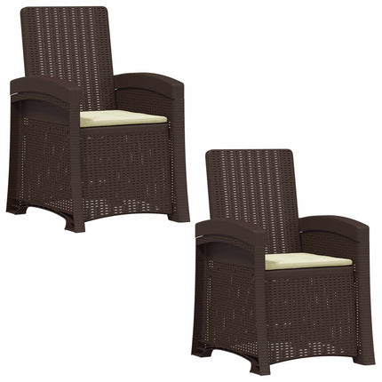 Reclining gardenstol i rottinglook 2 pcs Brun och gräddvit PP