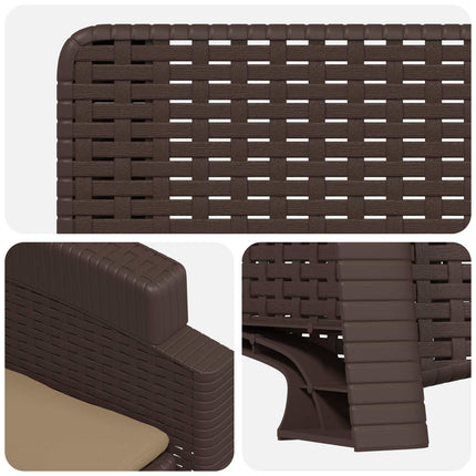 Reclining gardenstol i rottinglook 2 pcs Brun och taupe PP