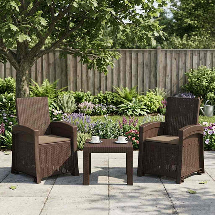 Reclining gardenstol i rottinglook 2 pcs Brun och taupe PP