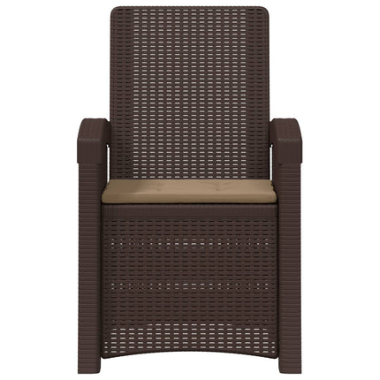 Reclining gardenstol i rottinglook 2 pcs Brun och taupe PP