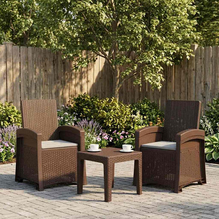 Reclining gardenstol i rottinglook 2 pcs Brun och ljusgrå PP