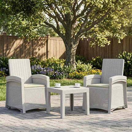 Reclining gardenstol i rottinglook 2 pcs Vit och grädde PP