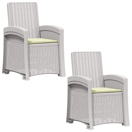 Reclining gardenstol i rottinglook 2 pcs Vit och grädde PP