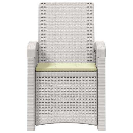 Reclining gardenstol i rottinglook 2 pcs Vit och grädde PP