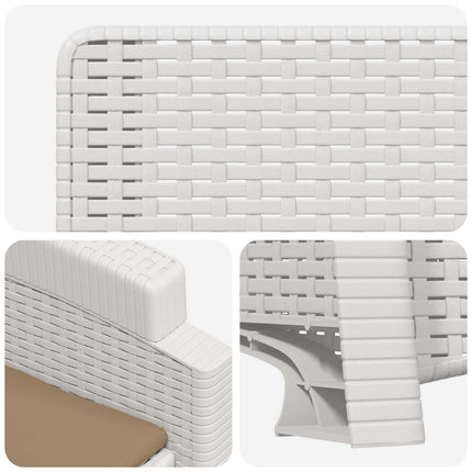 Reclining gardenstol i rottinglook 2 pcs Vit och taupe PP