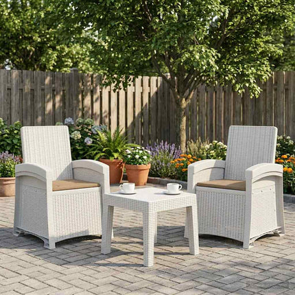 Reclining gardenstol i rottinglook 2 pcs Vit och taupe PP
