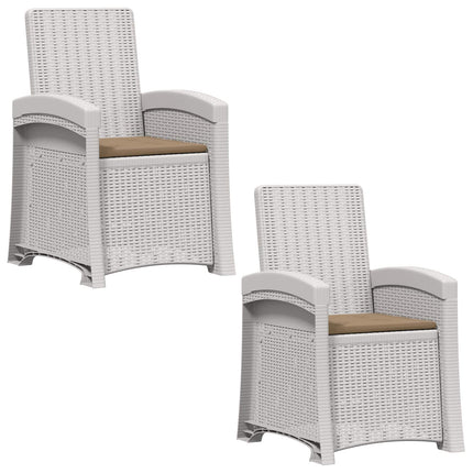 Reclining gardenstol i rottinglook 2 pcs Vit och taupe PP