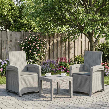 Reclining gardenstol i rottinglook 2 pcs Vit och ljusgrå PP